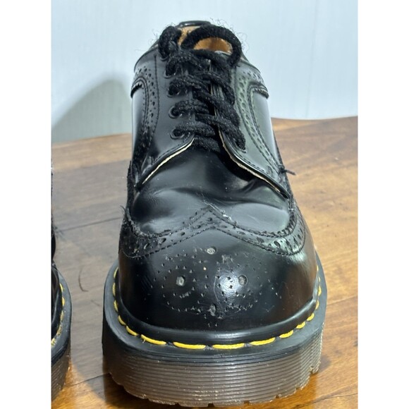 Dr Martens Brogue Wingtip Shoes Black Mens 7 Womens 8 Black England 90s Lug Sole - Picture 5 of 16